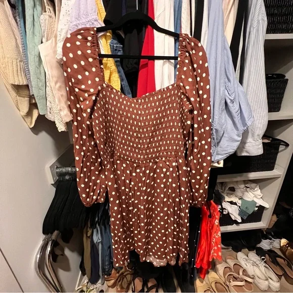 Reformation Brown Polka Dot Women's Dress - Picture 7 of 10